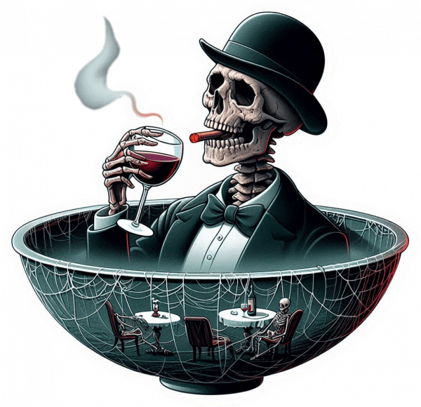 Calavera con vino