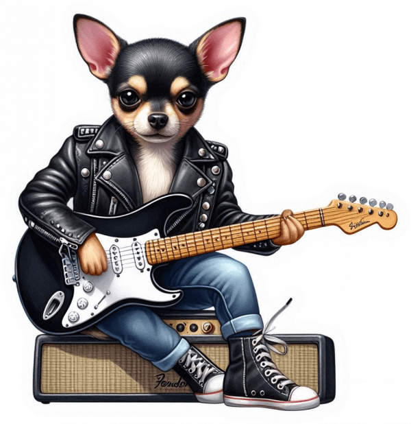 Chihuahua con Guitarra