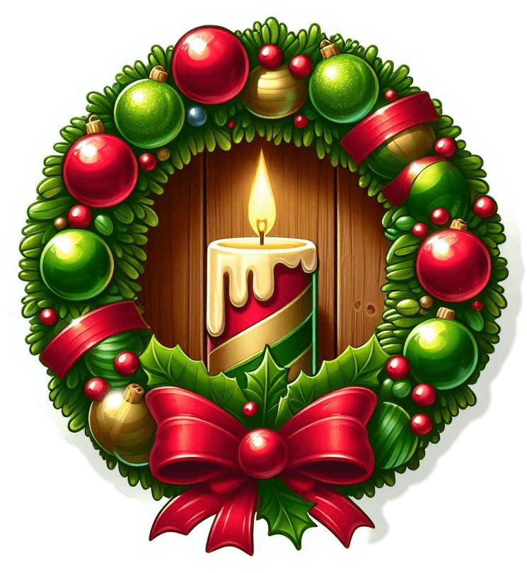 2180-Corona de Navidad y Velas 15 Corona De Navidad Y Velas