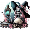 Bruja Gótica y Calavera