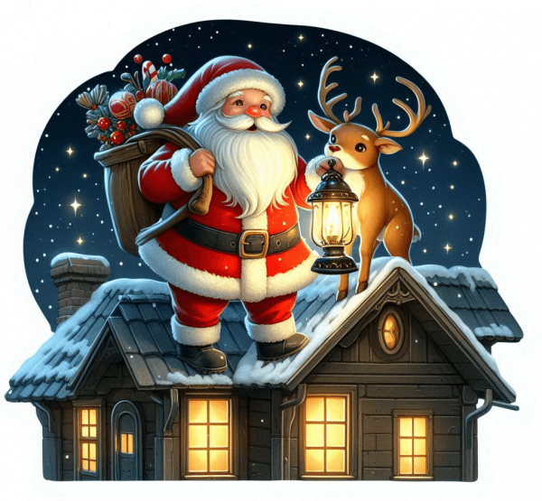 Santa y Rudolf en Navidad