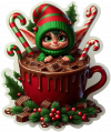 Duende y taza chocolate navidad