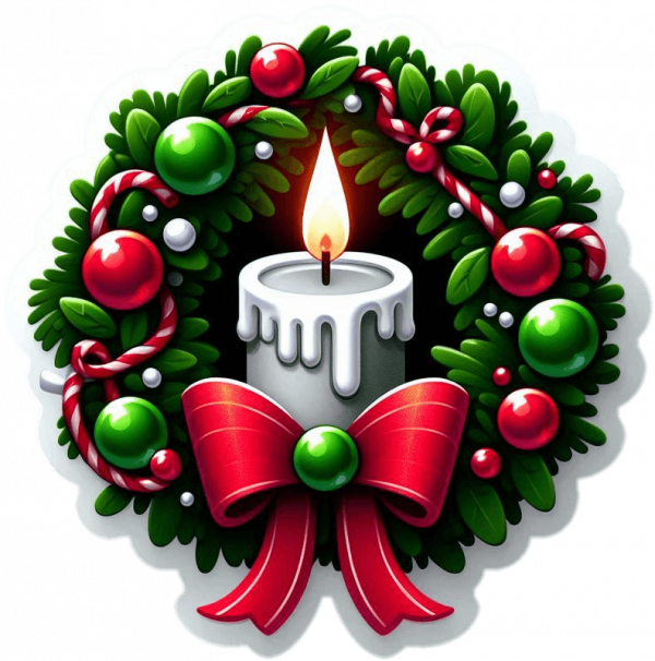 Corona de Navidad y Velas
