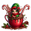 Duende y taza chocolate navidad