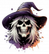 Calavera Terrorifica en Acuarela Gaouche