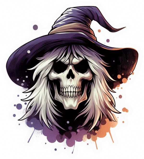 Calavera Terrorifica en Acuarela Gaouche