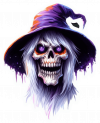 Calavera Terrorifica en Acuarela Gaouche