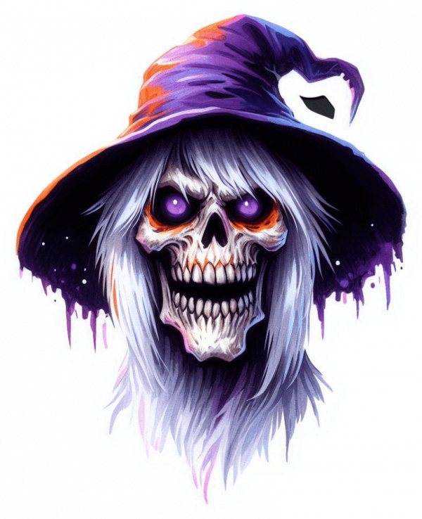 Calavera Terrorifica en Acuarela Gaouche