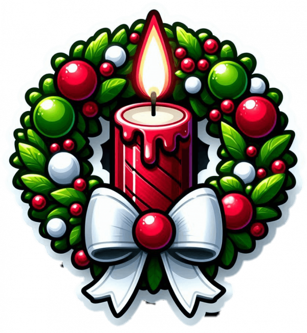 Corona de Navidad y Velas