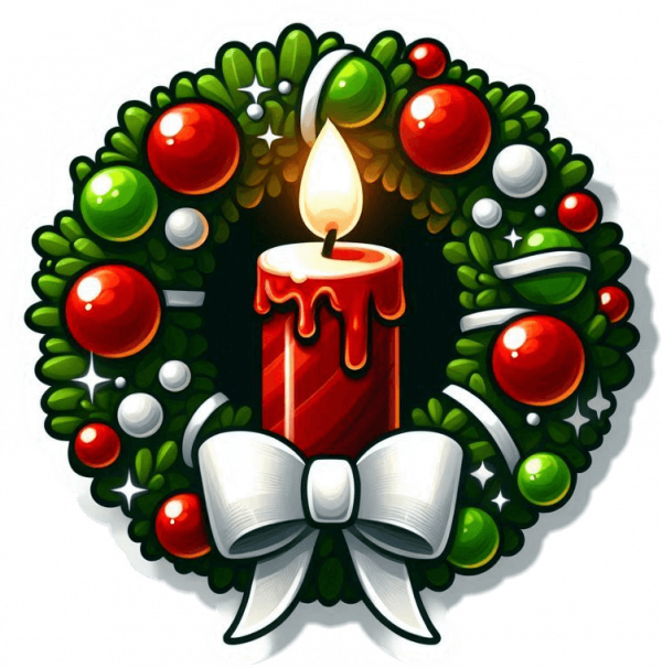 Corona de Navidad y Velas