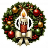 Corona de Navidad y Velas