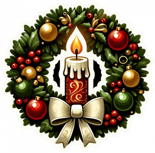 Corona de Navidad y Velas