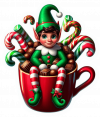 Duende y taza chocolate navidad