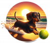 Dachshund Jugando en la Playa