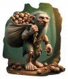 Duende Trolls con saco de nueces