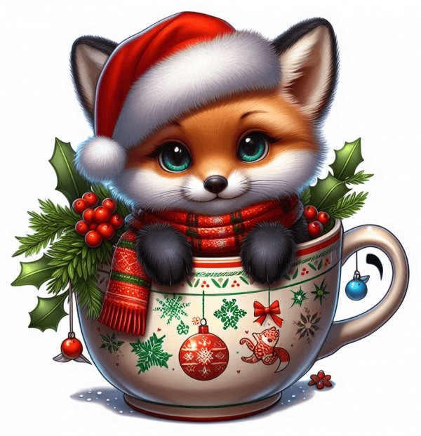 Zorro y Taza de Navidad