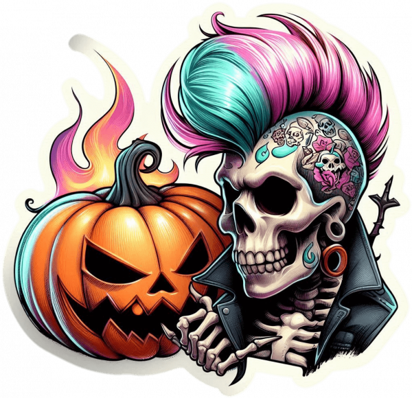 Calavera y Calabaza Gótica