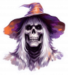 Calavera Terrorifica en Acuarela Gaouche