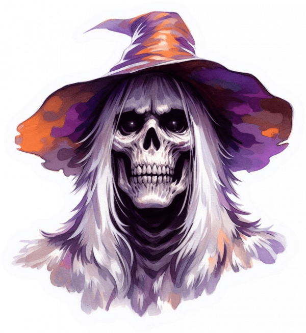 Calavera Terrorifica en Acuarela Gaouche