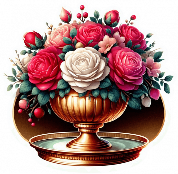 Centro de Mesa dorado de Rosas