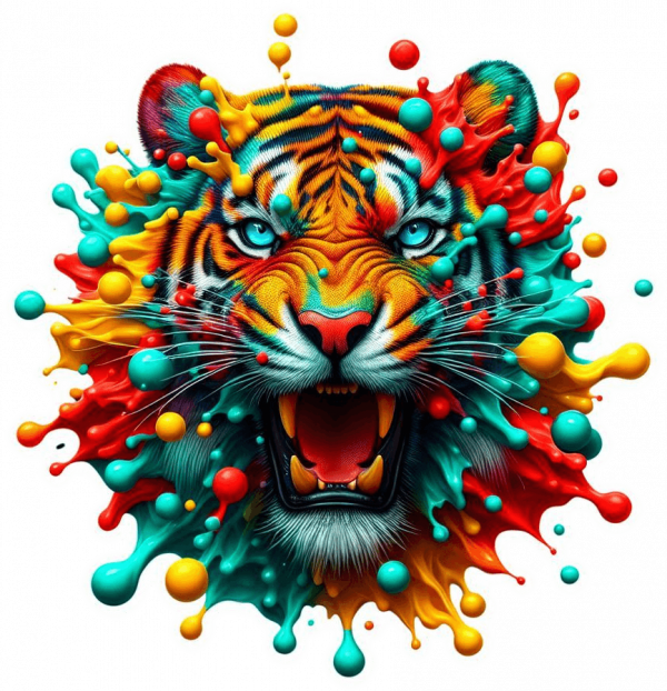 Tigre en Liquido Multicolor
