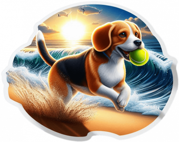Beagle jugando en la Playa