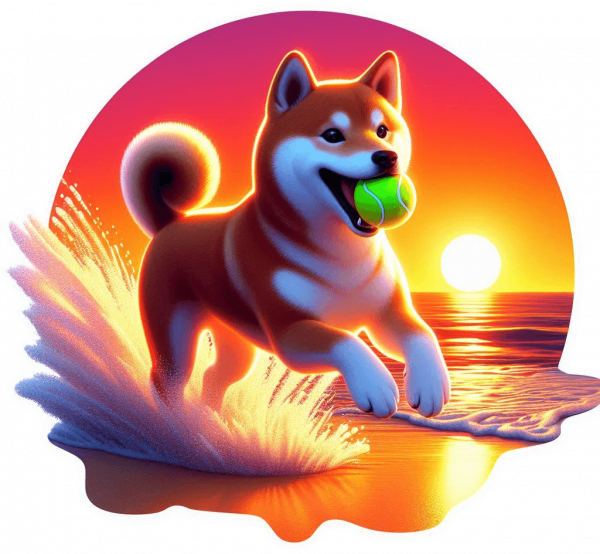Shiba Inu jugando en la Playa