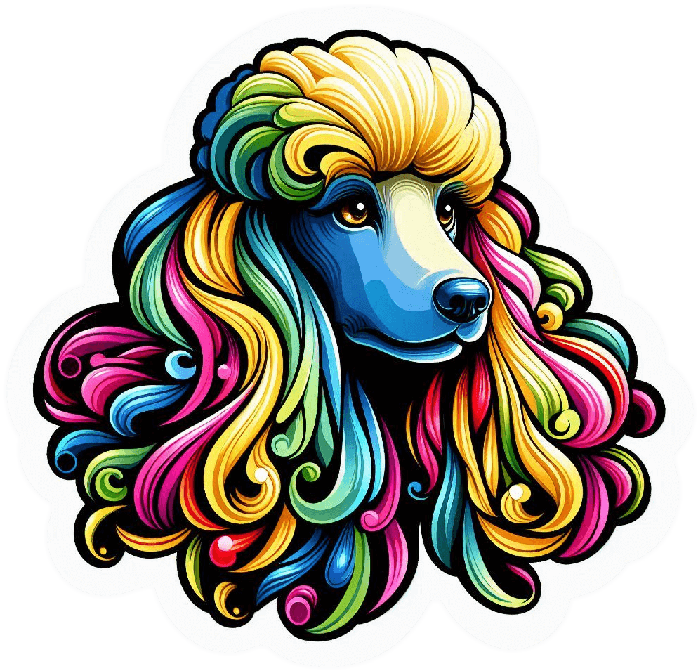 Perro Poodle colorido
