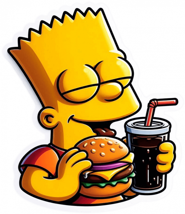 Bart Simpson con Hamburguesas y Refresco