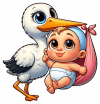 Cigueña y Bebe