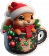 Ardilla y Taza de Navidad