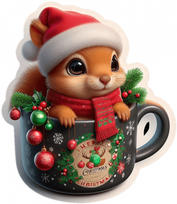 Ardilla y Taza de Navidad
