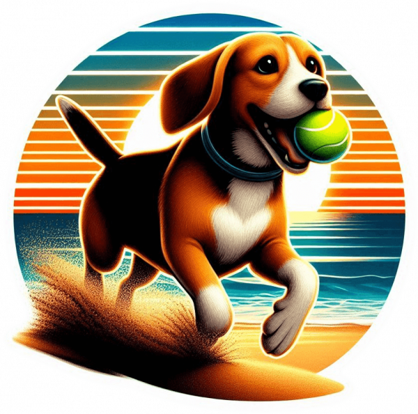 Beagle jugando en la Playa