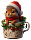 Ardilla y Taza de Navidad