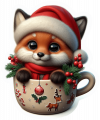 Zorro y Taza de Navidad