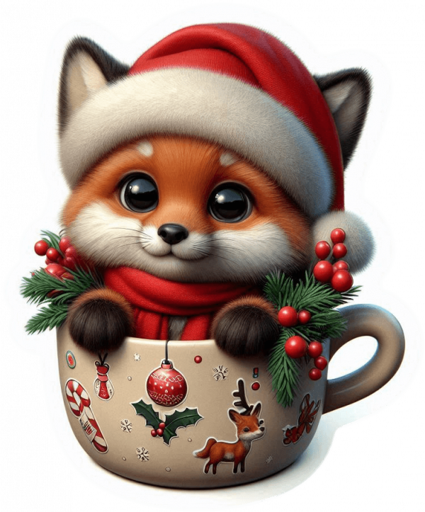 Zorro y Taza de Navidad