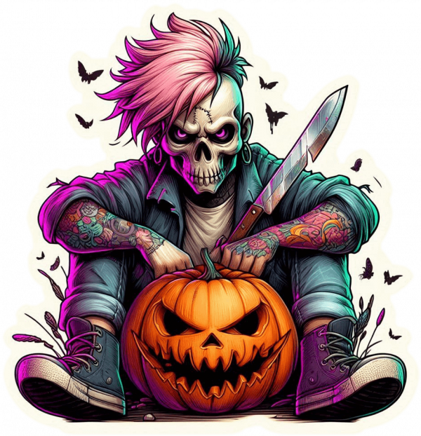Calavera y Calabaza Gótica