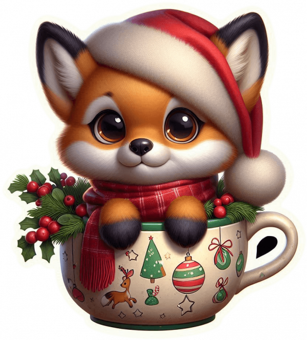 Zorro y Taza de Navidad