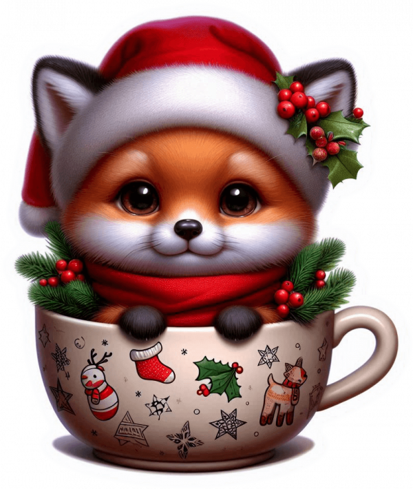 Zorro y Taza de Navidad