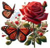 Rosa Roja y Mariposa Monarca
