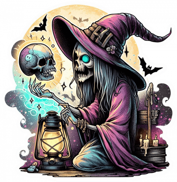 Bruja Gótica y Calavera