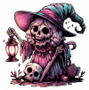 Bruja Gotica y calavera