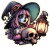 Bruja Gótica y Calavera