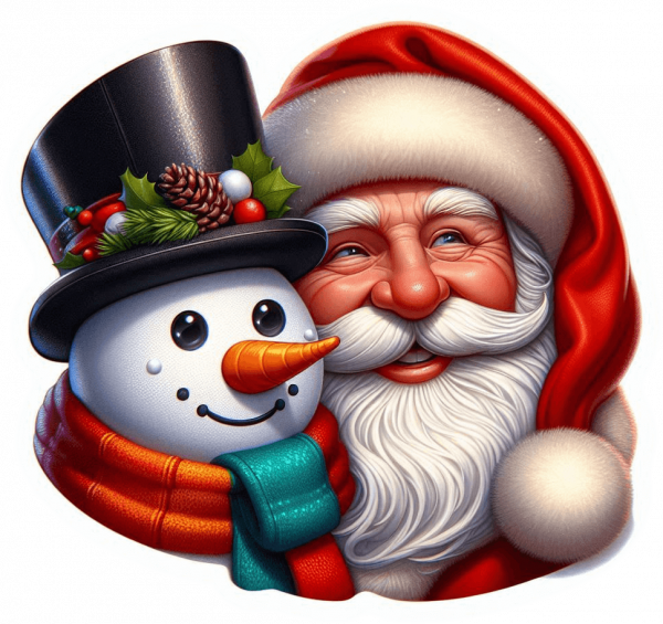 Cara de Santa y Muñeco de Nieve