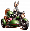 Bugs Bunny y Mavin motorizados