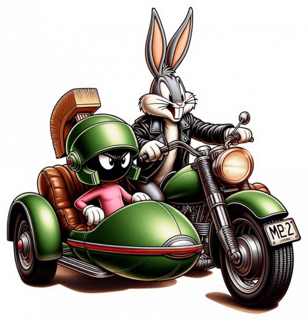 Bugs Bunny y Mavin motorizados