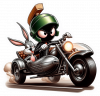 Bugs Bunny y Mavin motorizados