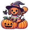 Dachshund y la calabaza
