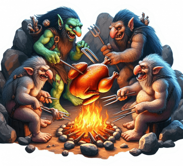 Duendes Trolls Comiendo