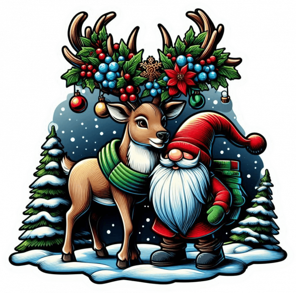 Venado y Gnomo Navideño